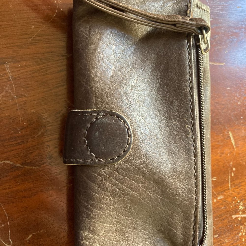 Brown Leather Hobo Clutch